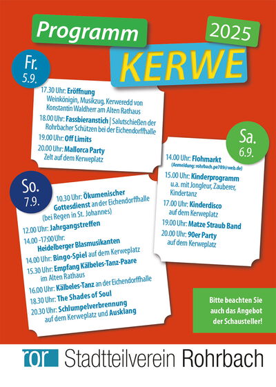 Plakat mit dem Kerweprogramm. Alle Infos im Text.