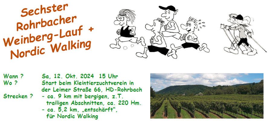 Ausschreibung zum Weinberglauf (Infos auch im Text)