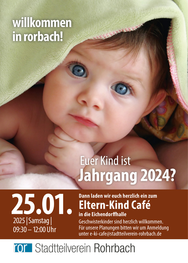 Ausstellungsplakat mit einem Babyportrait (alle Infos im Text)